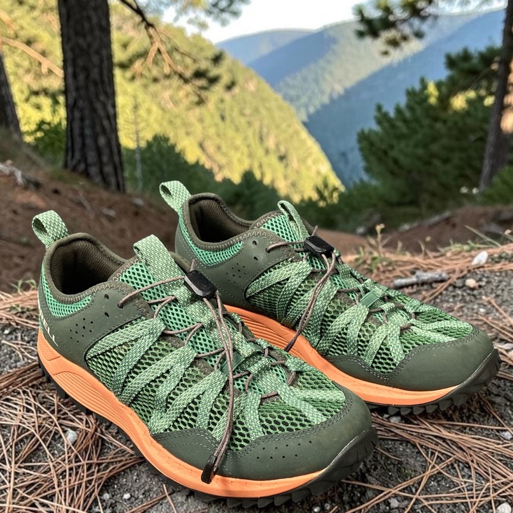 Merrell Wildwood Aerosport Pine Green Orange Men 8.5 Trail Outdoors Shoe J068087